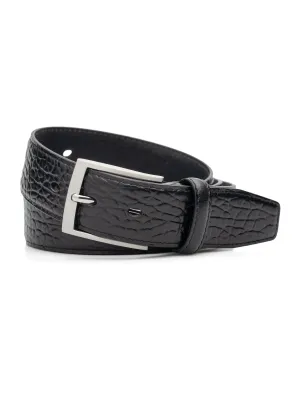 Pebble Leather Belt with Silver-toned Buckle