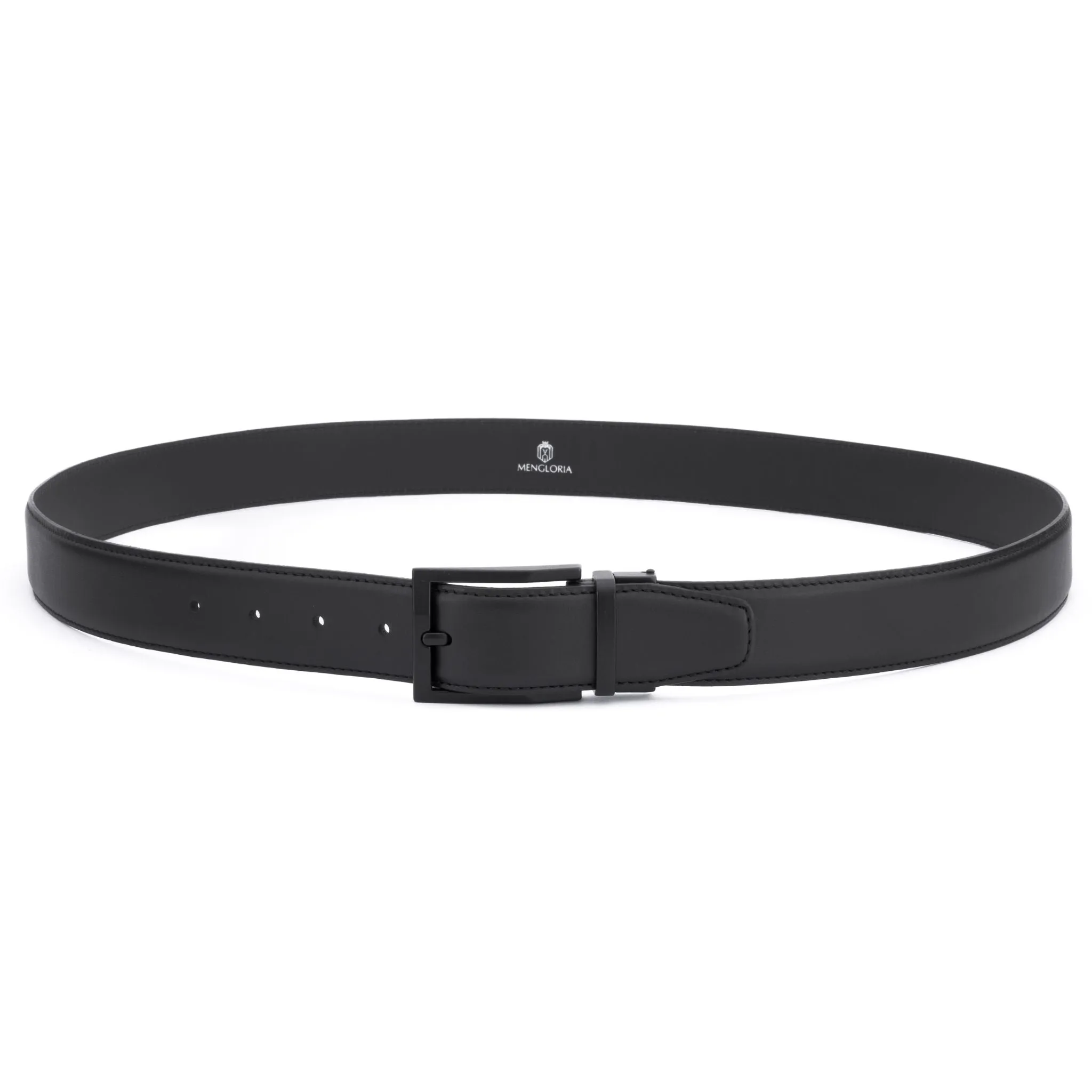 Pin Buckle 35 mm Adjustable Leather Belt | Matt Black