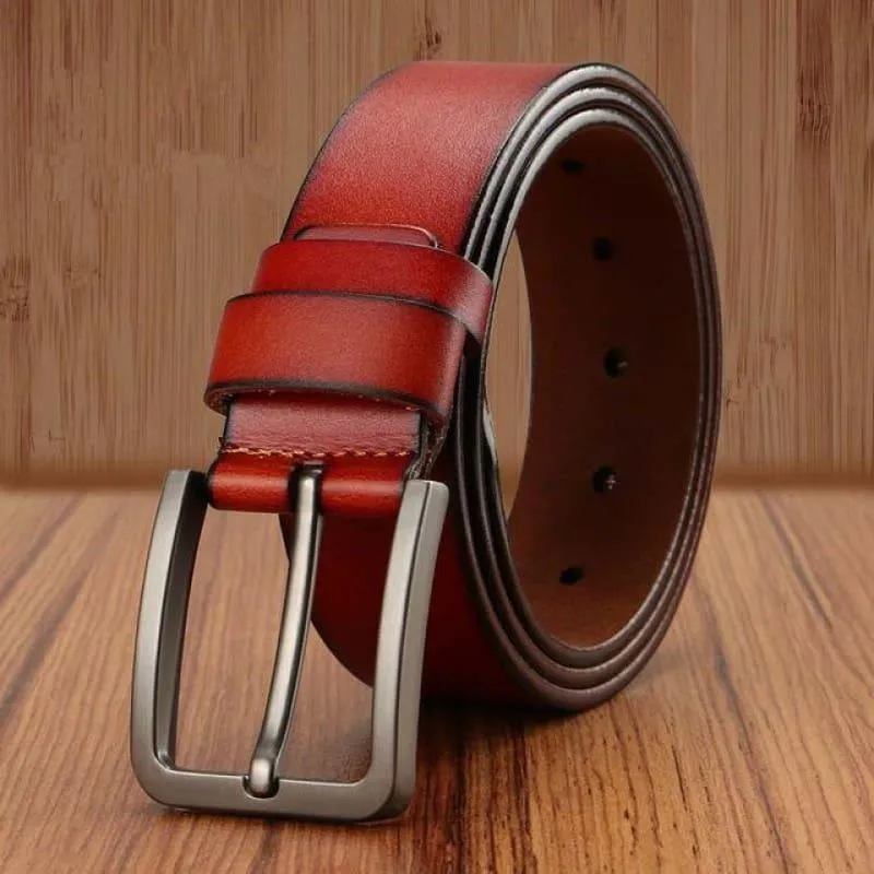 Pin Buckle Genuine Leather Luxury Strap Vintage Male Belts