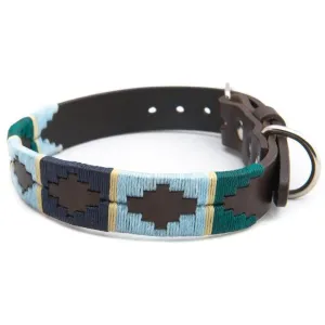 Pioneros Argentinian Gaucho Polo Leather Dog Collar Brown Green Blue Navy