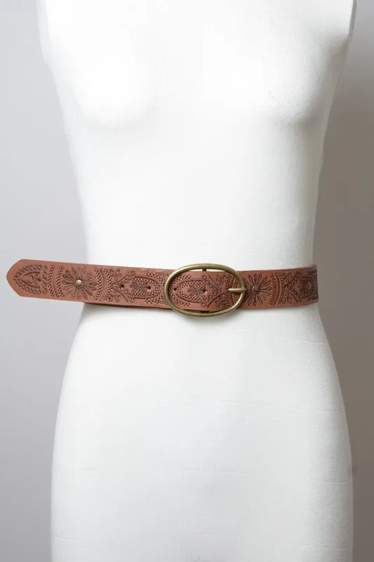 PIPPA EMBROIDERED BELT BROWN