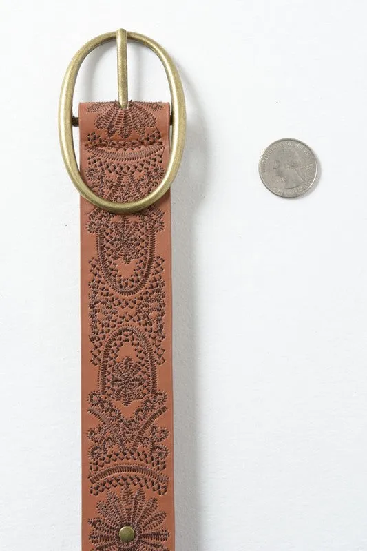 PIPPA EMBROIDERED BELT BROWN