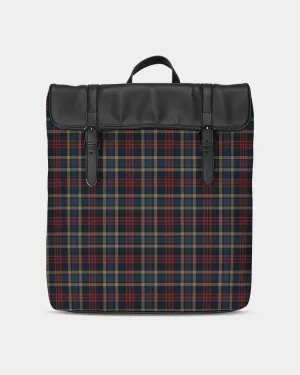 Plaid Casual Pleather Flap Backpack