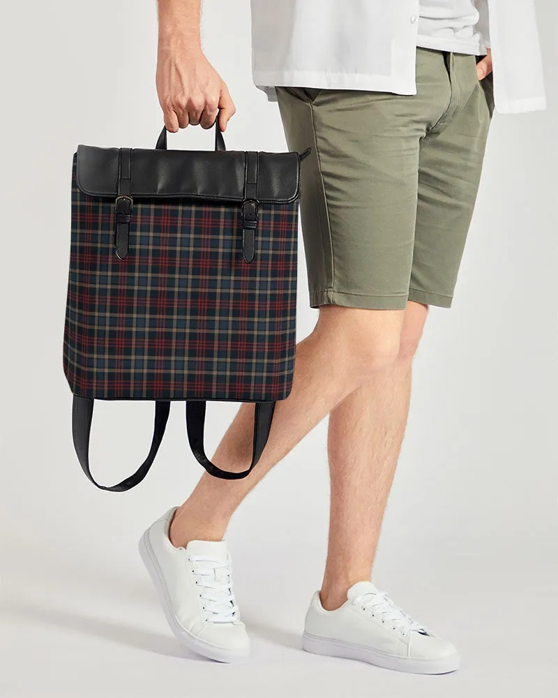 Plaid Casual Pleather Flap Backpack
