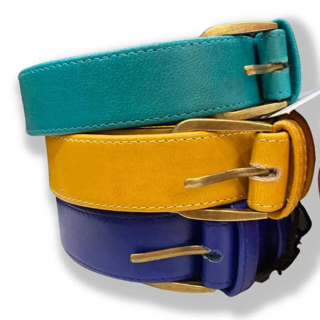 Plus Size Leather Belt - Cobalt