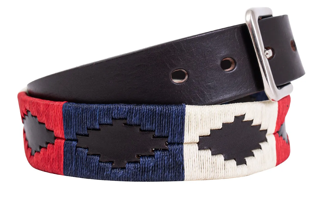 Polo Belt - Crimson Red, Navy Blue & Beige