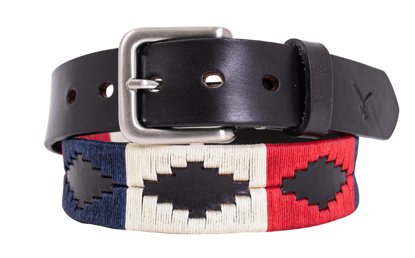 Polo Belt - Crimson Red, Navy Blue & Beige