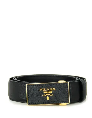 Prada Black/ Gold Saffiano Leather Belt sz 85/ 34"