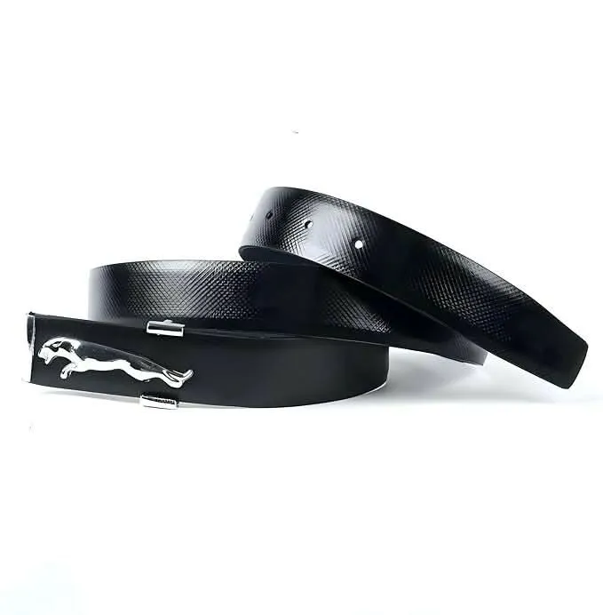 Premium Faux Leather Belts Designer Set (Silver Black, Pack of 2)