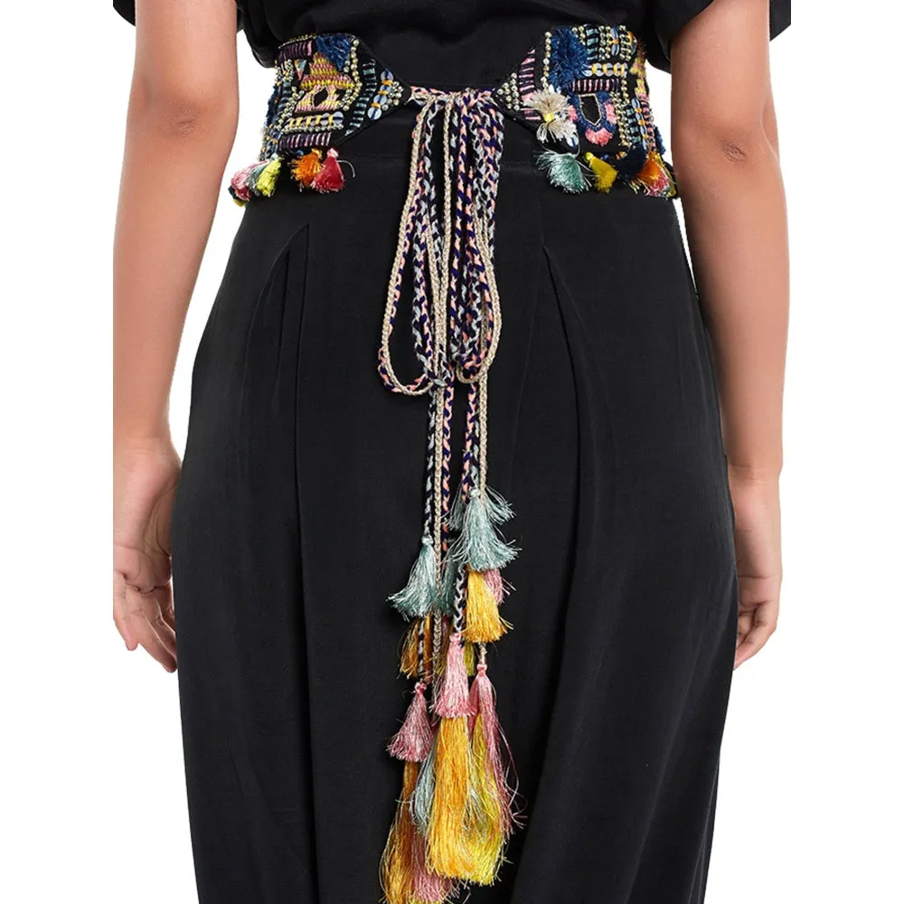 PS Accessories by Payal Singhal Payal Singhal Black Embroidered Belt