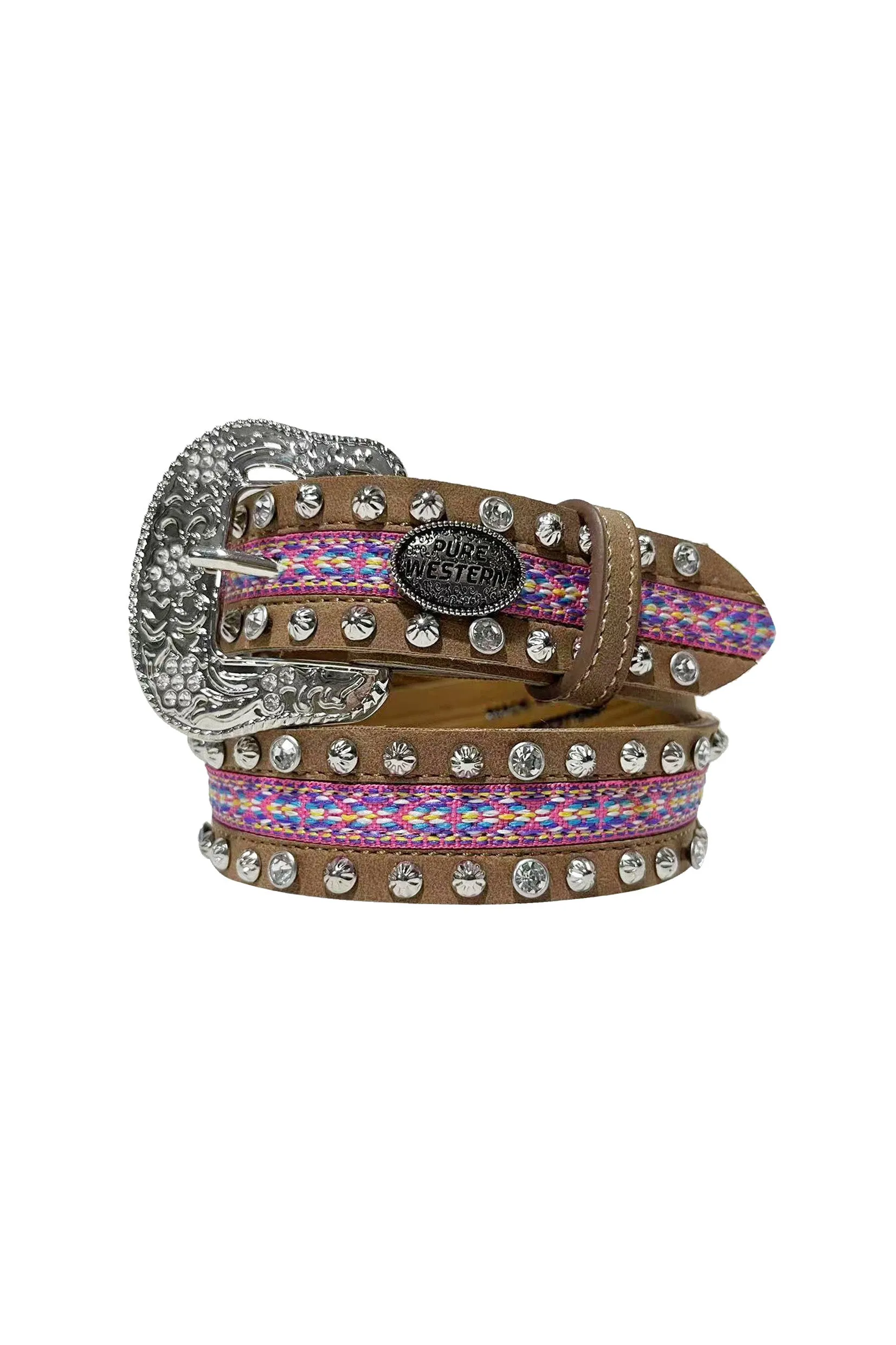 Pure Western Kids Amelia Belt - Tan/Pink - P3S5910BLT