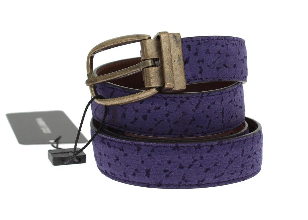 Purple Leather Gold Buckle Belt