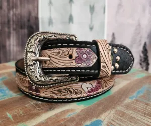 Purple multi leather belt