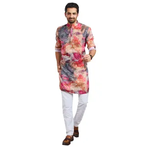 Radiant  Fiery Coral Multi-Color  Kurta