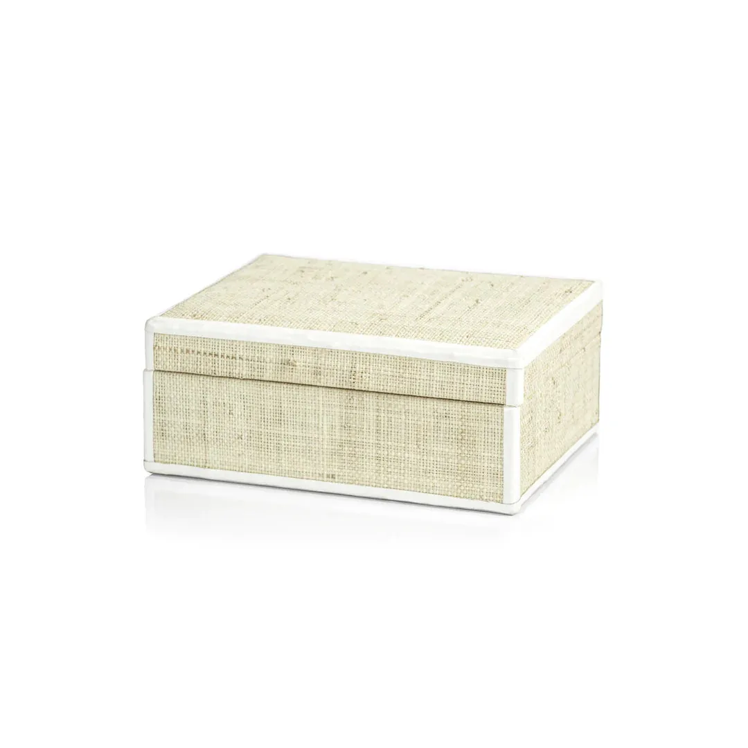 Raffia Leather Trim Box (2 Sizes)
