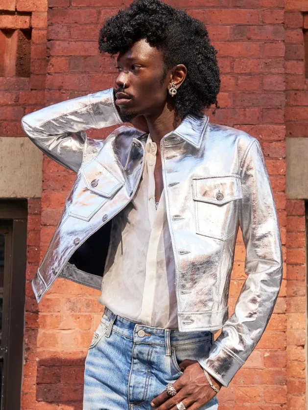 RAMON LEATHER JACKET IN SILVER