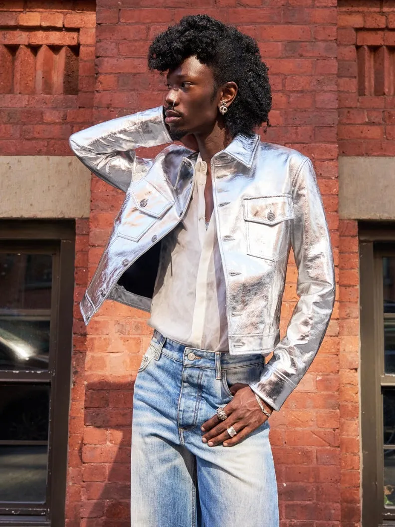 RAMON LEATHER JACKET IN SILVER
