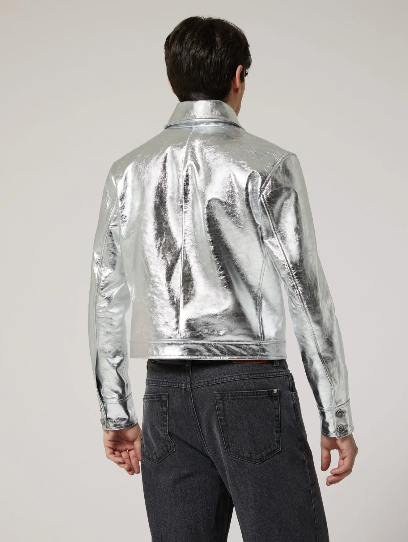 RAMON LEATHER JACKET IN SILVER