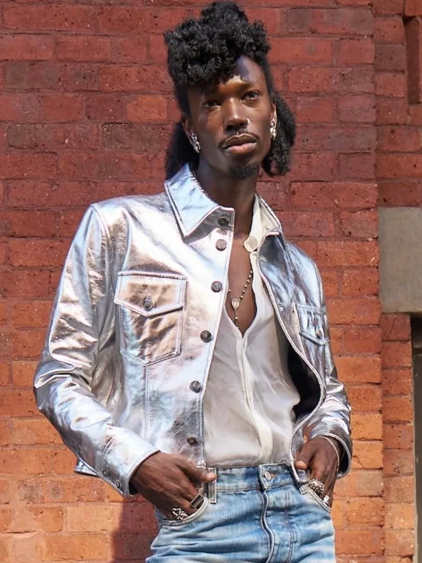 RAMON LEATHER JACKET IN SILVER