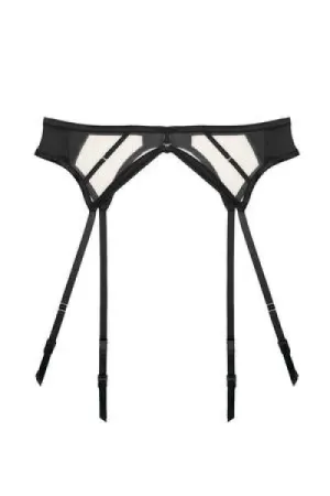 Ramona Black Strap Detail Illusion Mesh Suspender -