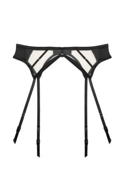 Ramona Black Strap Detail Illusion Mesh Suspender -