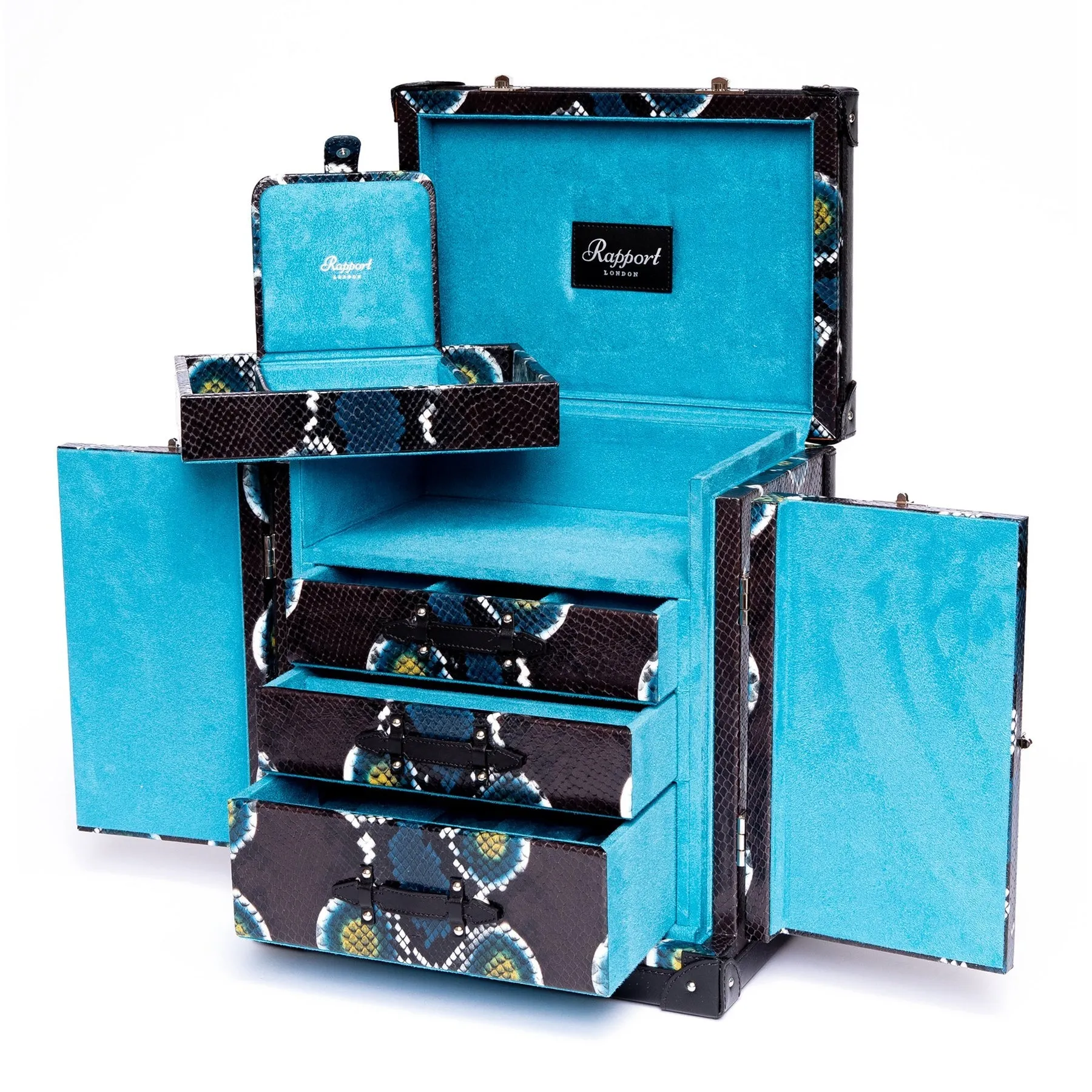 Rapport - Amour Deluxe Jewelry Trunk in Blue Leather | J155