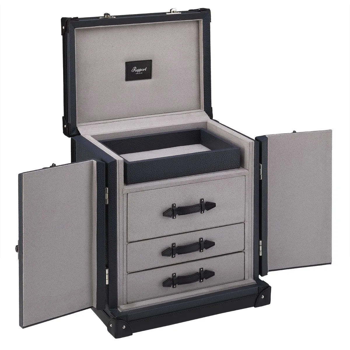 Rapport - Deluxe Jewelry Trunk in Blue Leather - J160