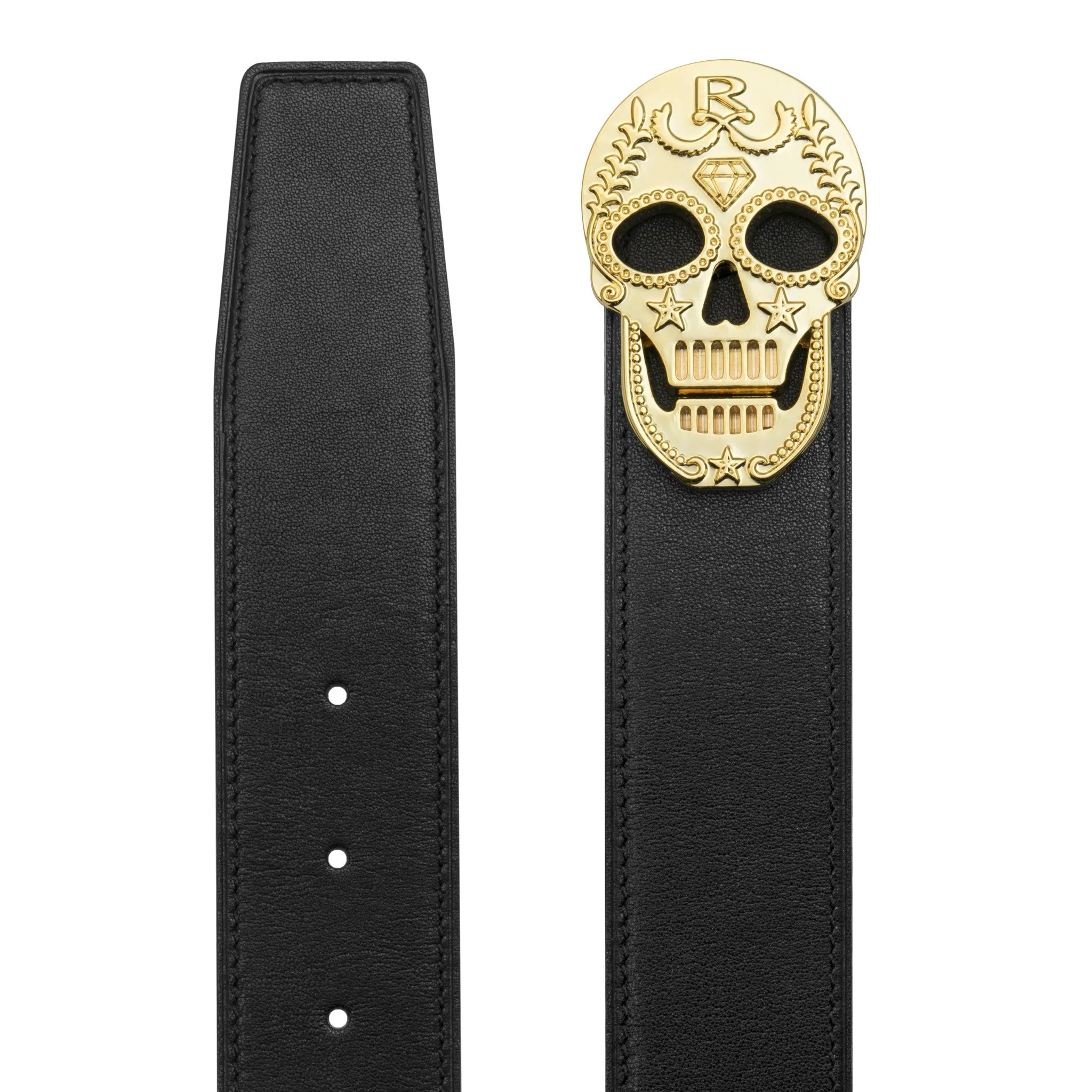 Rayal Reversible Calf Skin Belt-Black -Red