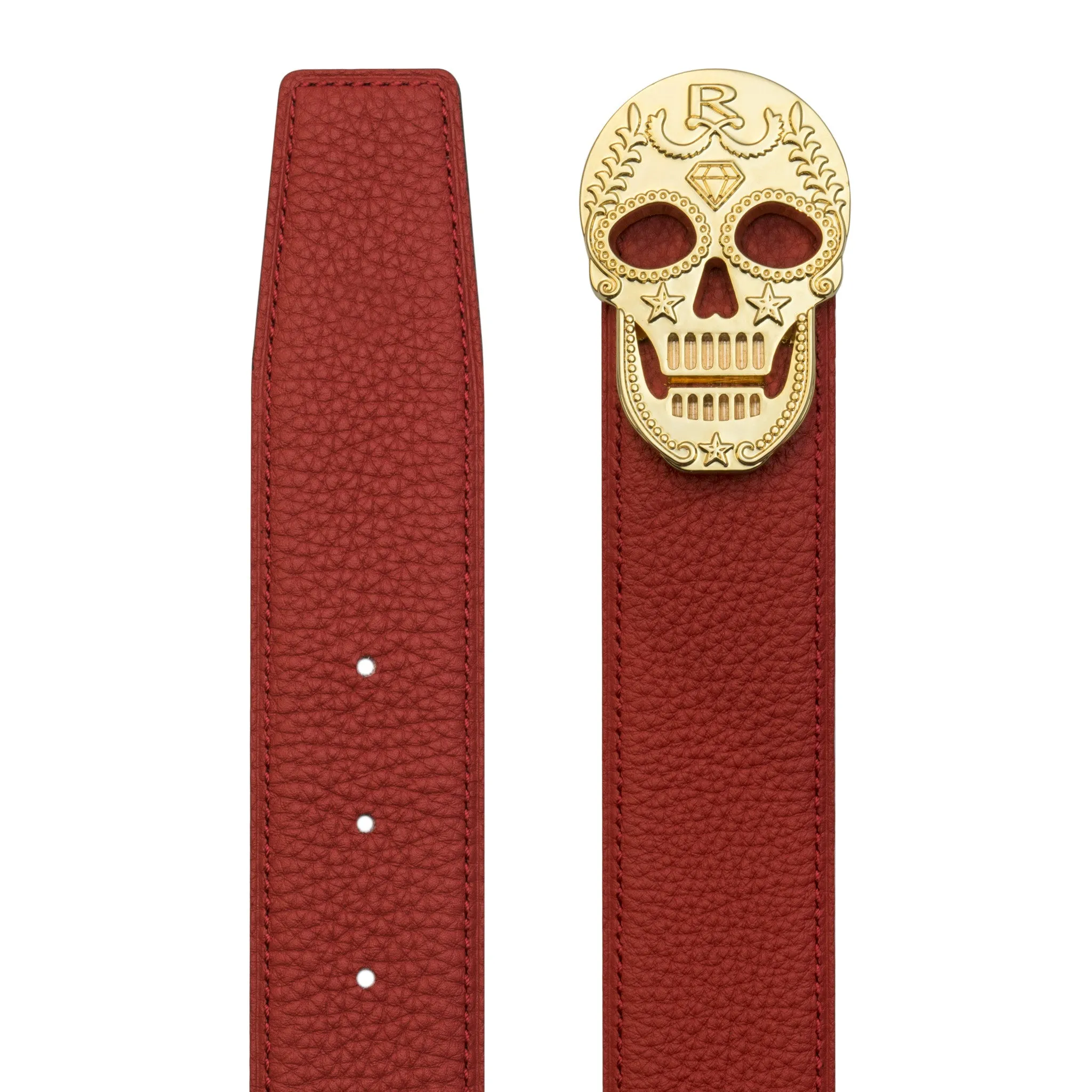 Rayal Reversible Calf Skin Belt-Black -Red