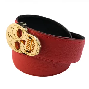 Rayal Reversible Calf Skin Belt-Black -Red