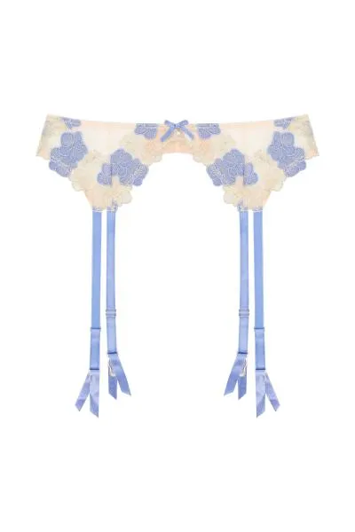 Rayne Gold and Lilac Satin Floral Embroidered Suspender -