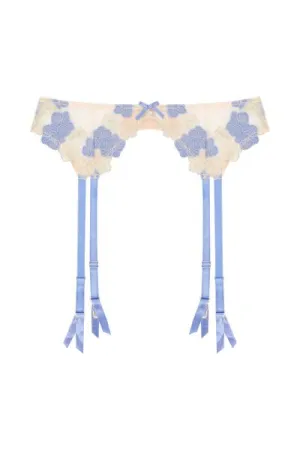 Rayne Gold and Lilac Satin Floral Embroidered Suspender -