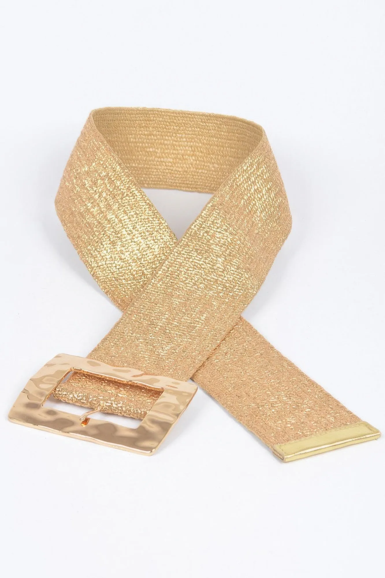 Rectangle Metal Buckle Stretch Straw Belt