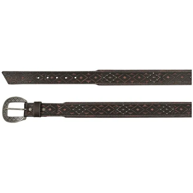 Red Dirt Hat Co Southwest Tooled Leather Belt With Studs