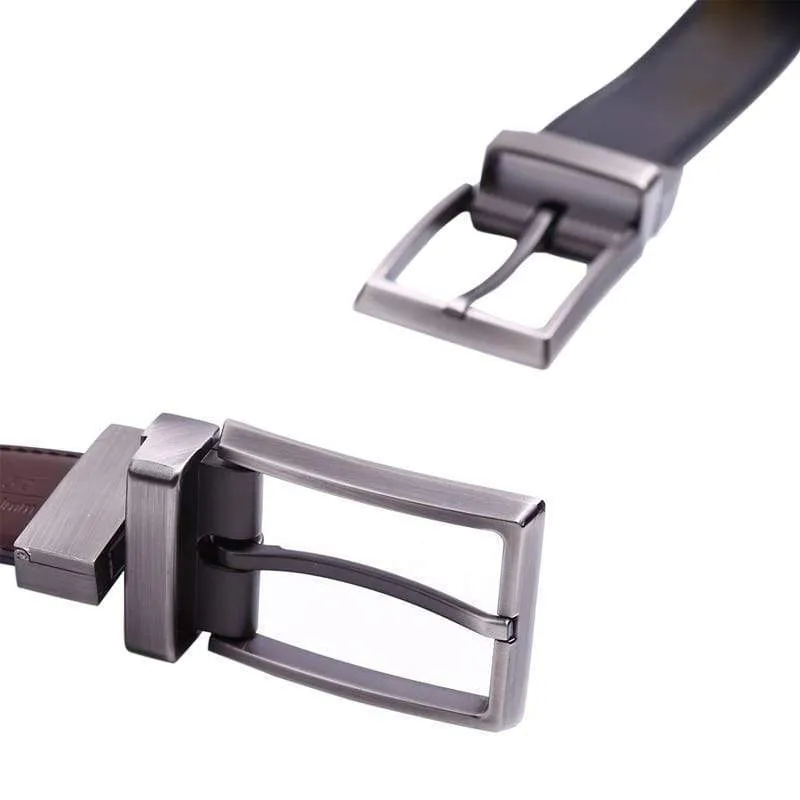 Reversible Silver Pin Buckle Genuine Leather belts for men - Unique and Classy
