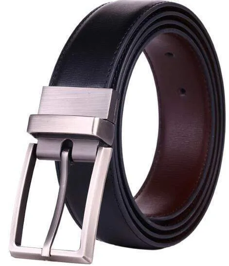 Reversible Silver Pin Buckle Genuine Leather belts for men - Unique and Classy