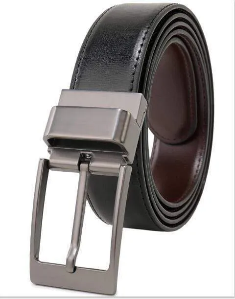 Reversible Silver Pin Buckle Genuine Leather belts for men - Unique and Classy