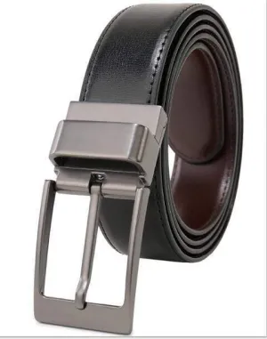 Reversible Silver Pin Buckle Genuine Leather belts for men - Unique and Classy