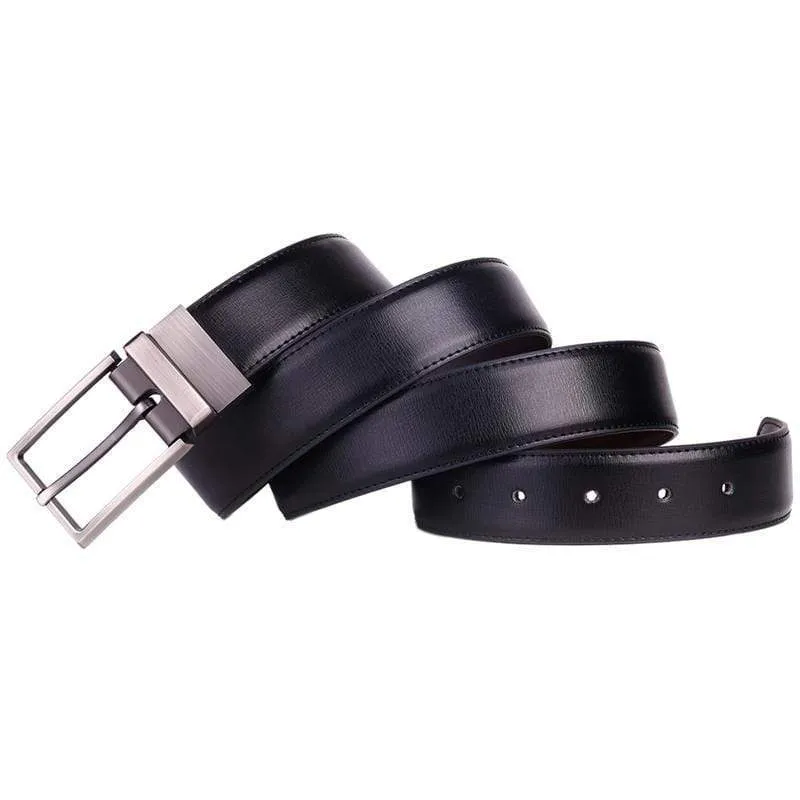 Reversible Silver Pin Buckle Genuine Leather belts for men - Unique and Classy