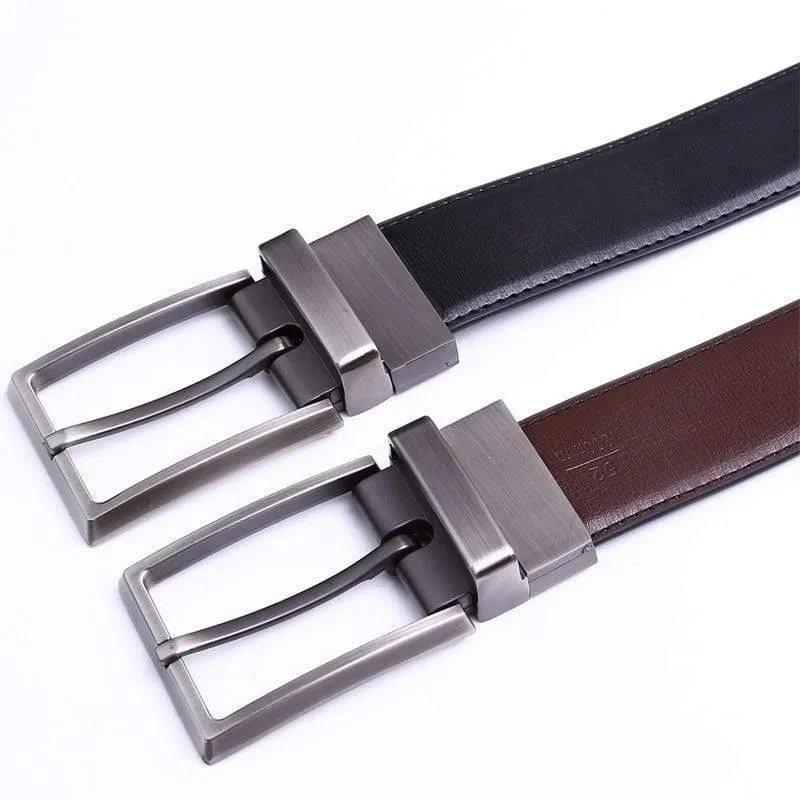 Reversible Silver Pin Buckle Genuine Leather belts for men - Unique and Classy