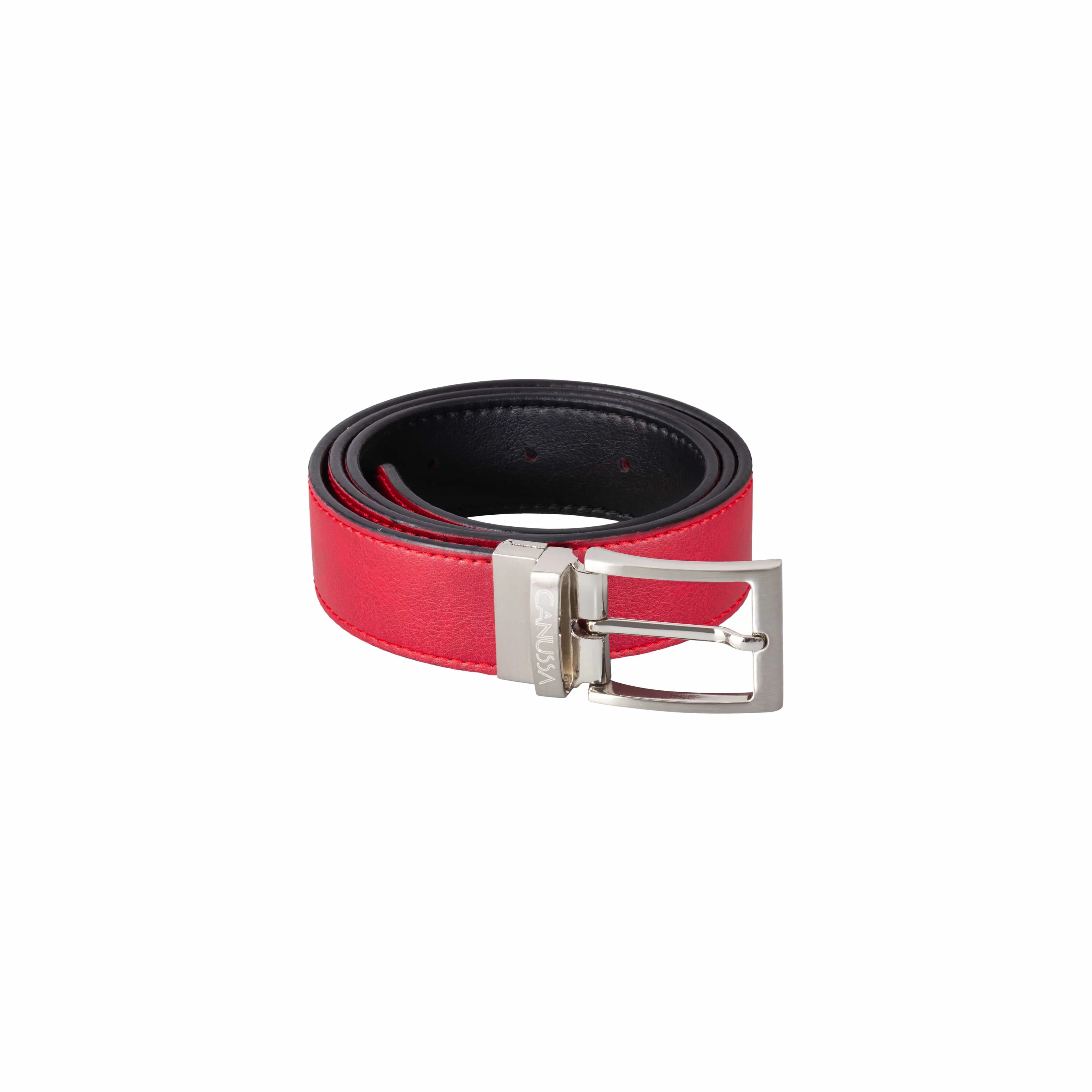 Reversible Vegan Leather Belt | Black & Red
