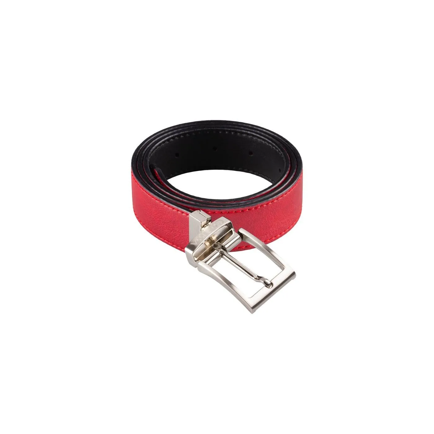 Reversible Vegan Leather Belt | Black & Red