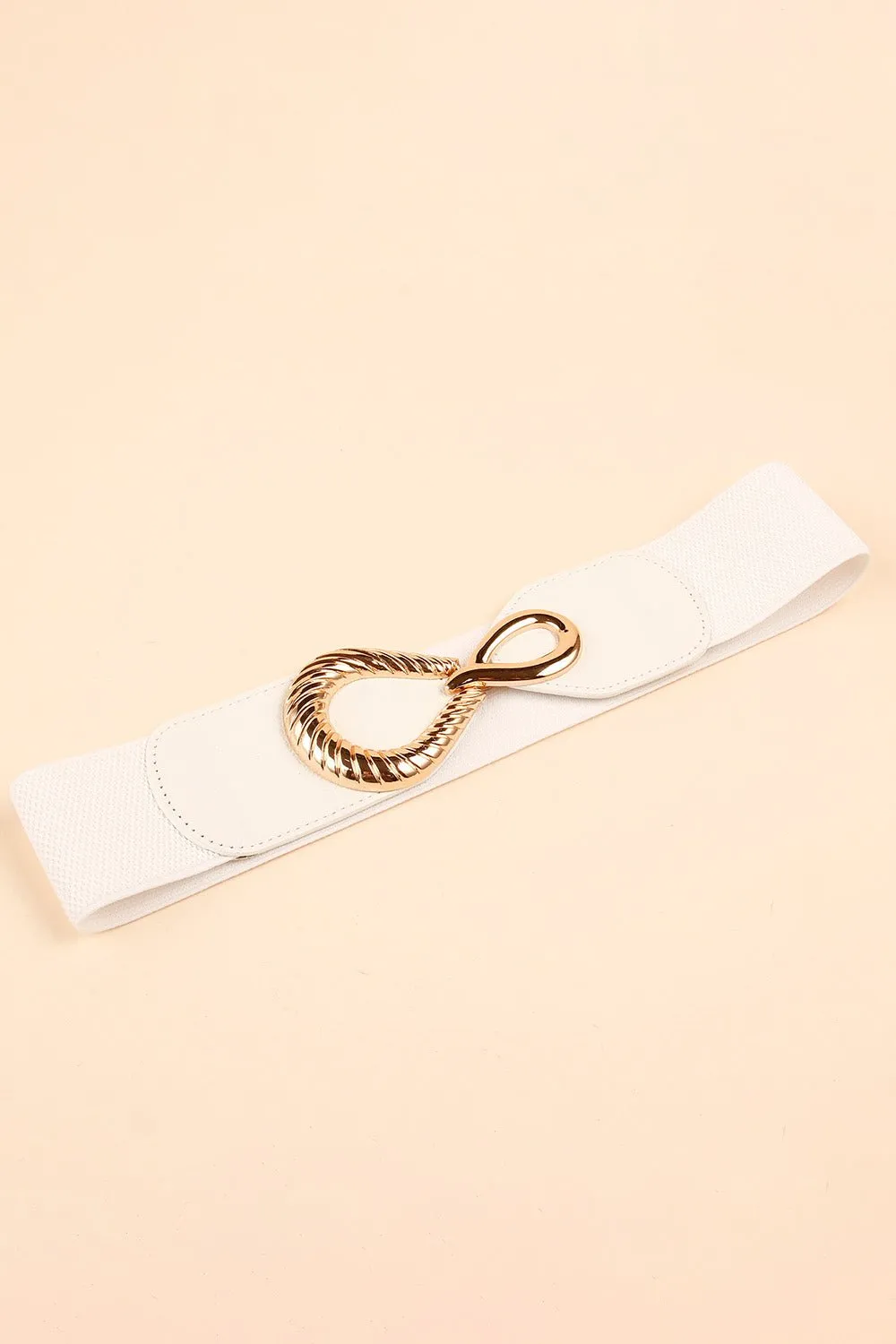 Ribbed Alloy Buckle Elastic Belt
