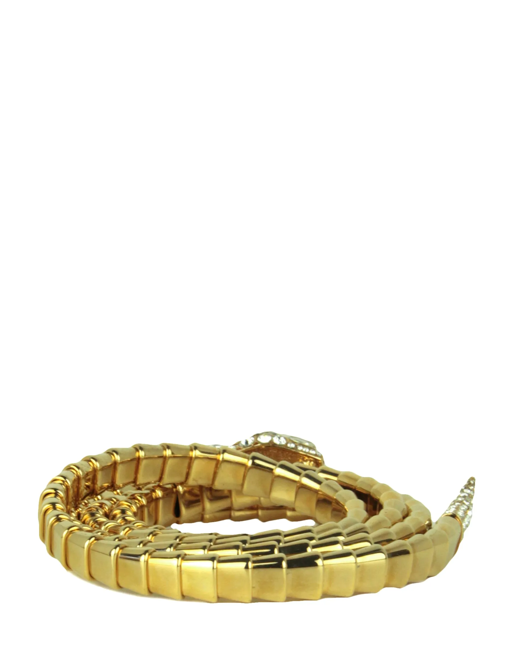 Roberto Cavalli Gold Snake Belt with Crystal Detail sz L