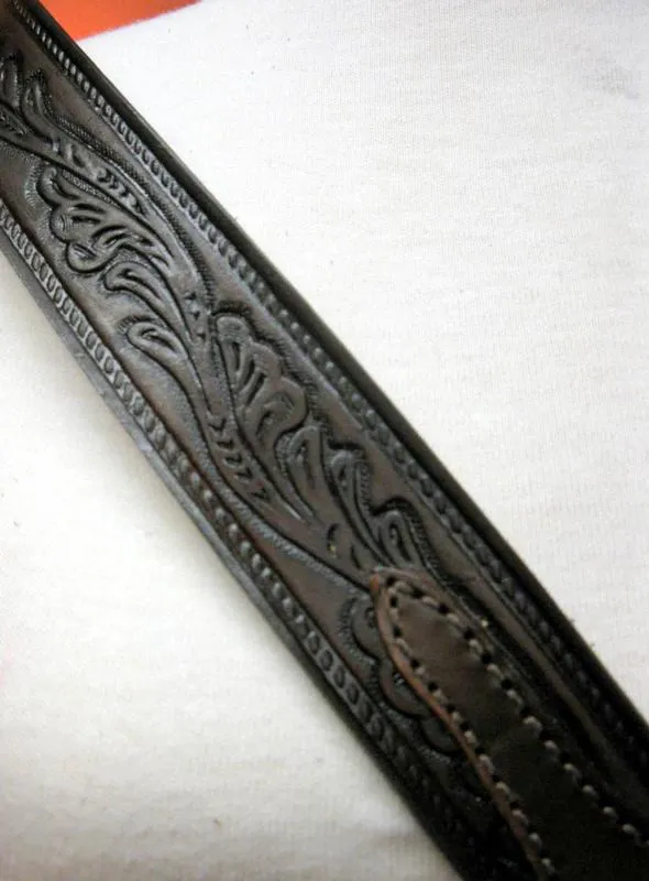 Rockmount Ranch Wear Accessory: Tooled Leaf Leather Belt