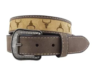 Roper Belt Boys Leather Steerhead Embroidered