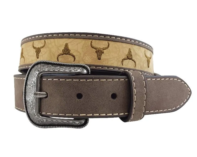 Roper Belt Boys Leather Steerhead Embroidered