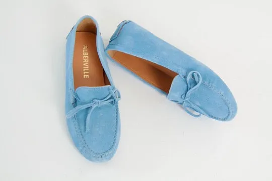 Rosalie Sky Blue Suede Moccasin