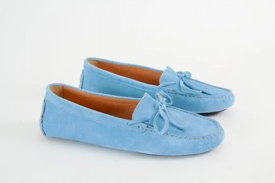 Rosalie Sky Blue Suede Moccasin