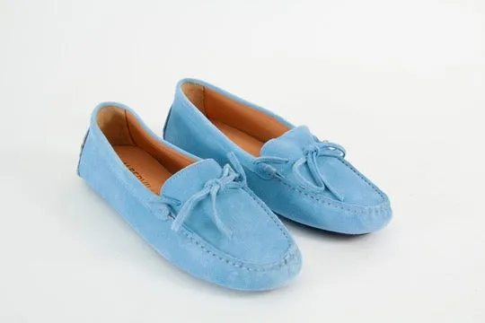 Rosalie Sky Blue Suede Moccasin